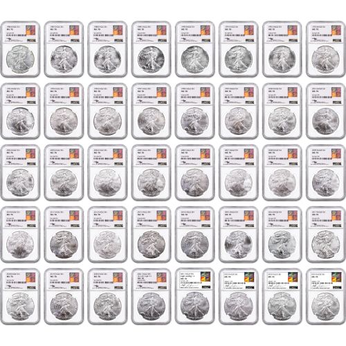 Set of 40: 1986 – 2024 American Silver Eagles NGC MS70
