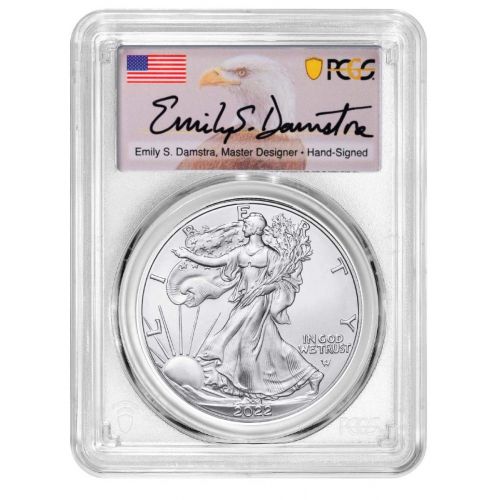 2022 Type 2 American Silver Eagle PCGS MS70 Damstra Label