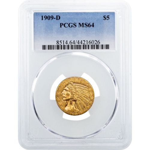 1909-D Indian Head Gold Half Eagle NGC/PCGS MS64