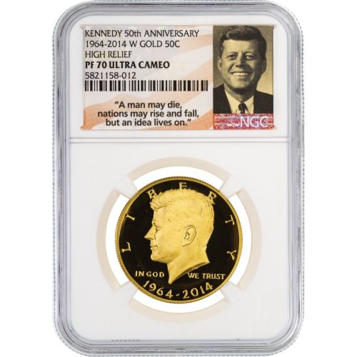 50th Anniversary 2014-W 3/4oz Gold Kennedy Half Dollar PF70 Ultra Cameo