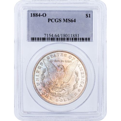 $1 1884-O Morgan Dollar PCGS MS64 Toned 7154.64/18011881