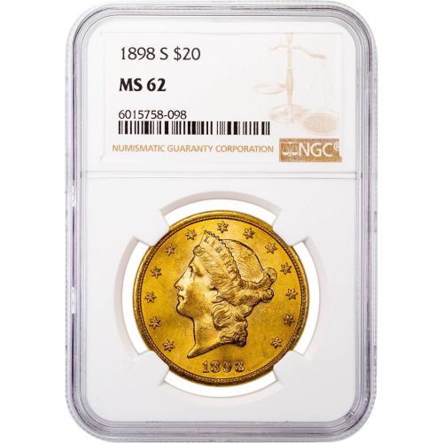$20 1898-S Liberty Head Gold Double Eagle MS62