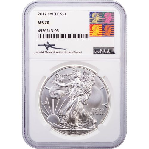 $1 2017 American Silver Eagle NGC MS70 Reagan Label