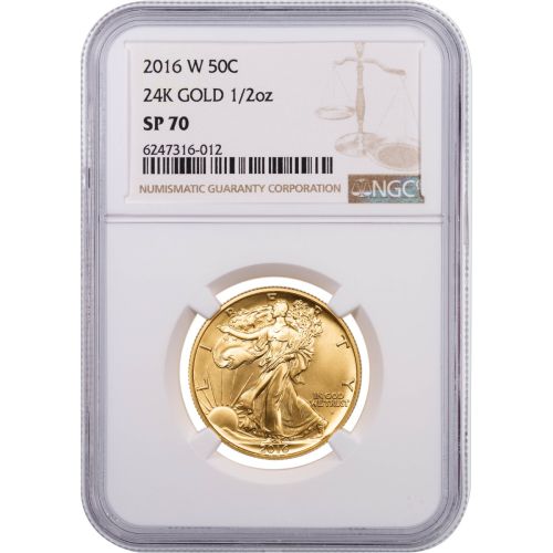 Low Mintage Rarity: 2016-W 1/2 oz 24K $.50 Gold Walking Liberty Half Dollar NGC PCGS SP70