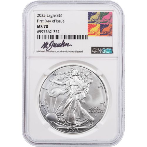 $1 2023 American Silver Eagle NGC MS70 First Day of Issue Gaudioso Signature