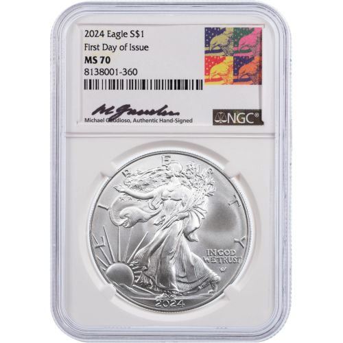 $1 2024 American Silver Eagle NGC MS70 FDI Gaudioso Signature 