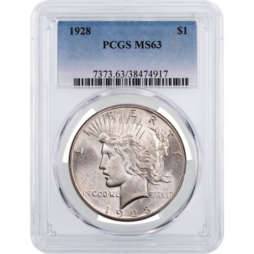 $1 1928-P Peace Dollar NGC/PCGS MS63