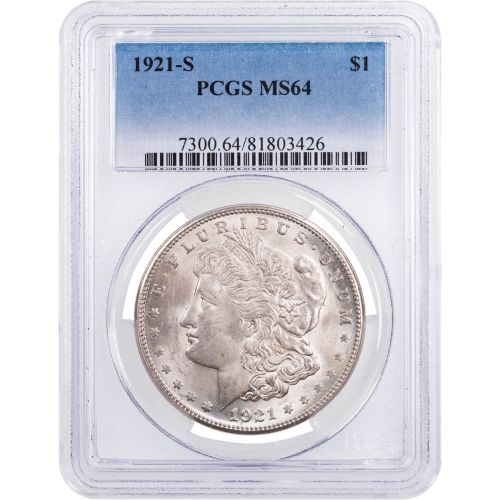$1 1921-S Morgan Dollar NGC/PCGS MS64