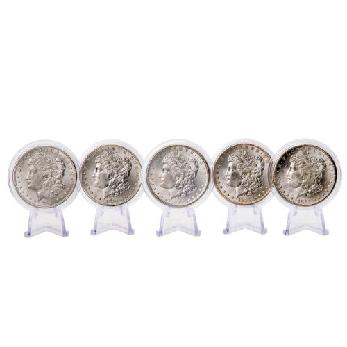 Set of 5: 1881-S, 1884-O, 1885-O, 1887-P & 1880-S Morgan Dollars Brilliant Uncirculated