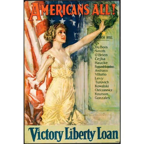 WWI Patriotic Poster : "Americans All!" Stunning Christy Girls