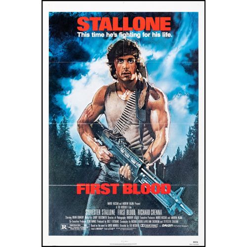 Vintage Movie Poster 'First Blood' Starring Sylvester Stallone