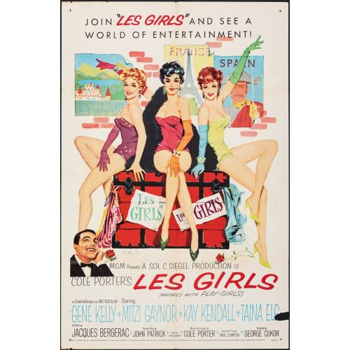 Vintage Movie Poster 'Les Girl' Starring Gene Kelly, Mitzi Gaynor and Kay Kendal