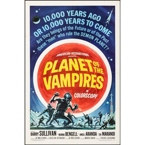 Vintage Movie Poster 'Planet of the Vampires' Starring Barry Sullivan, Norma Bengell and Angel Aranda