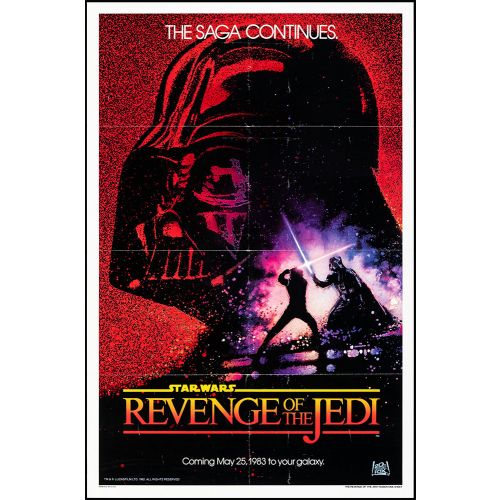 Vintage Movie Poster Star Wars: 'Revenge of the Jedi', 1982 Starring Mark Hamill, Harrison Ford and Carrie Fisher