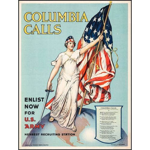World War 1 Patriotic Poster Columbia Calls