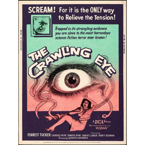 Vintage Movie Poster 'The Crawling Eye', 1958 Starring Forrest Tucker and Laurence Payne