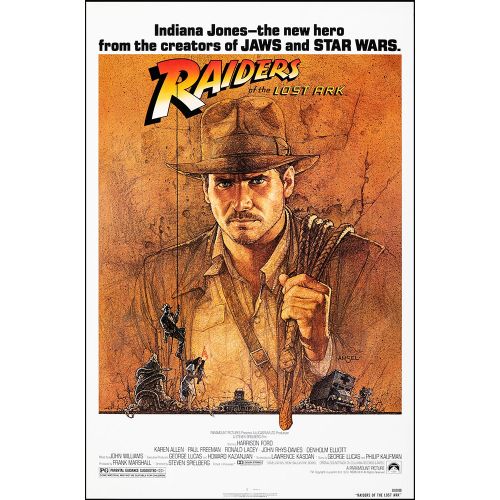 Vintage Movie Poster Indiana Jones: 'Raiders of the Lost Ark', 1981 Starring Harrison Ford and Karen Allen