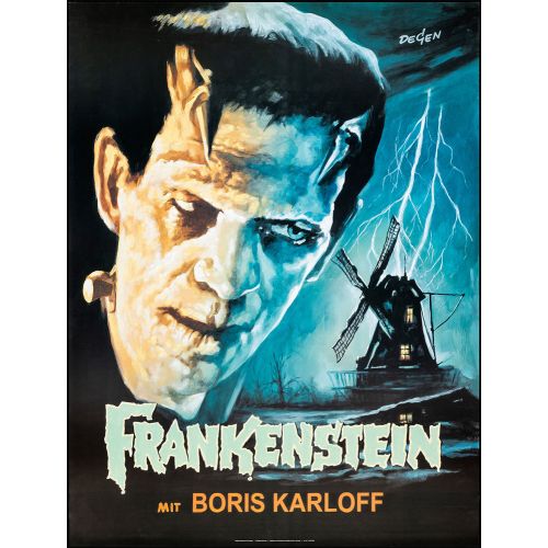 Vintage Movie Poster 'Frankenstein', 1990 Starring Boris Karloff and Colin Clive
