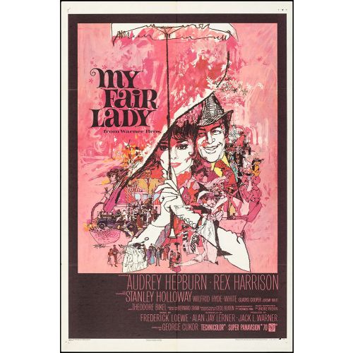 Vintage Movie Poster 'My Fair Lady', 1964 Starring Audrey Hepburn and Rex Harrison