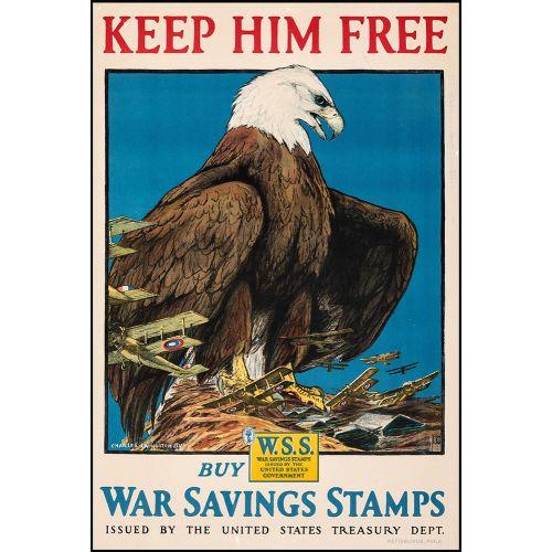 World War 1 Patriotic Poster, 'Keep Him Fighting, Buy War Bonds!'