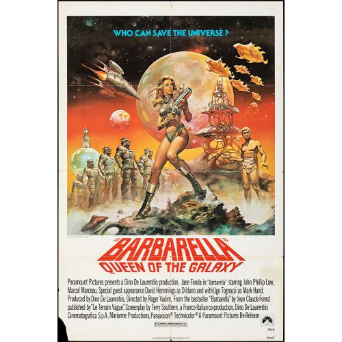 Vintage Movie Poster 'Barbarella', 1977 Starring Jane Fonda and John Phillip Law