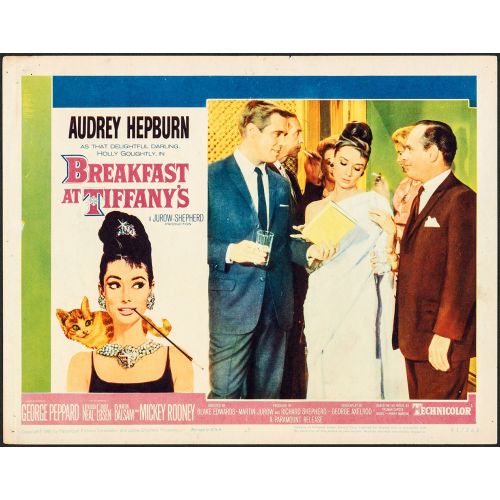 Vintage Movie Poster 'Breakfast at Tiffany's', 1961 Starring Audrey Hepburn and George Peppard