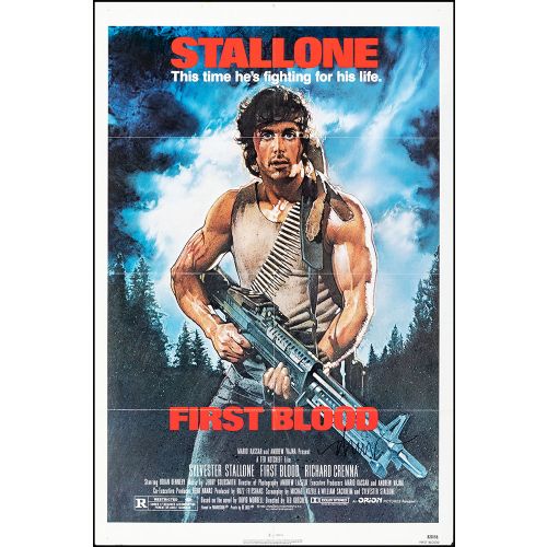 Vintage Movie Poster 'First Blood', 1982 Starring Sylvester Stallone and Richard Crenna