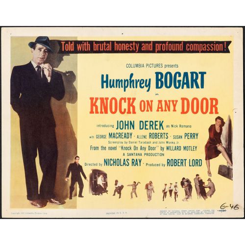 Knock on Any Door, Title Lobby Card Starring Humphrey Bogart, John Derek and George Macready