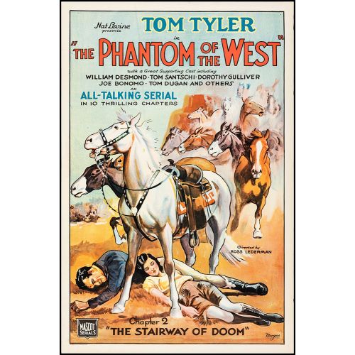 Vintage Movie Poster 'The Phantom of the West', 1931 Starring Tom Tyler and William Desmond