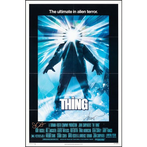 John Carpenter autographed 'The Thing', Movie Poster 1982 Starring Kurt Russell and Wilford Brimley