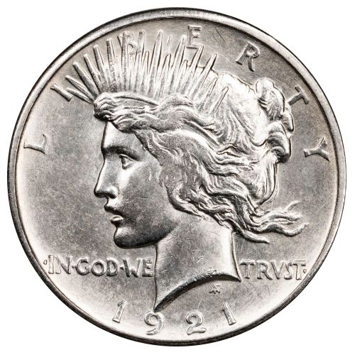 Set of 2: 1921 High Relief Peace Dollar AU and 2021 Peace Dollar in Original Government Packaging 